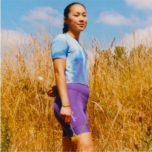 Ellen Paige Leach x Rapha women’s high waisted purple cargo cycling shorts 💜✨🚲
